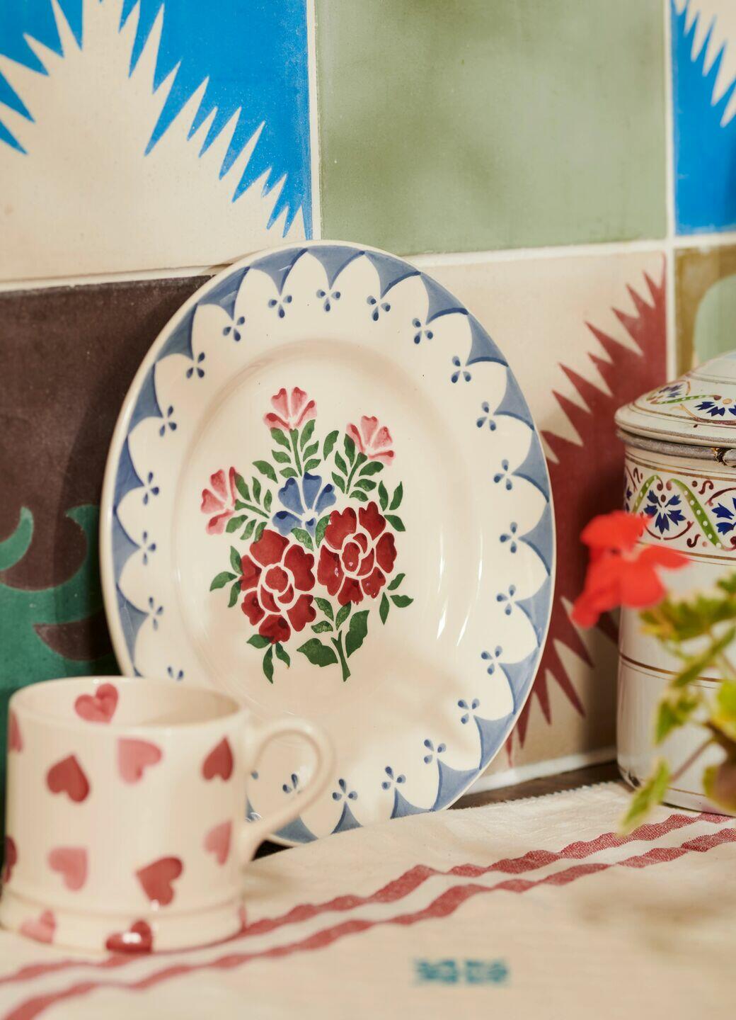 Emma Bridgewater Antique Roses 10 1/2 Inch Plate - Unique Handmade & Handpainted English Earthenware British-Made Pottery Plates