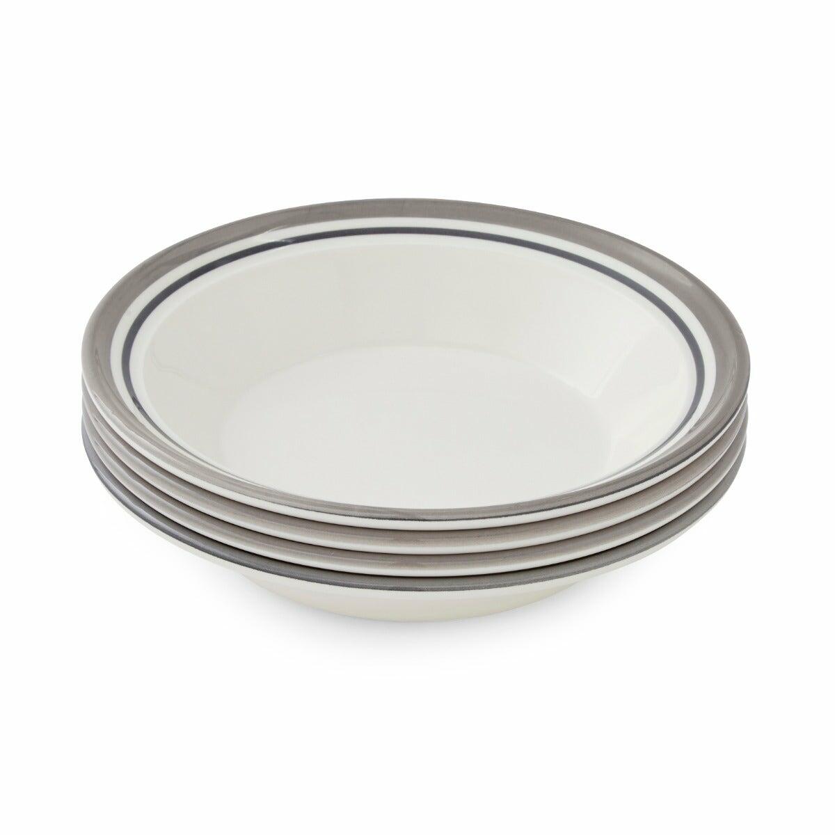 Potter's Stripe Set of 4 Soup Plates, Grey