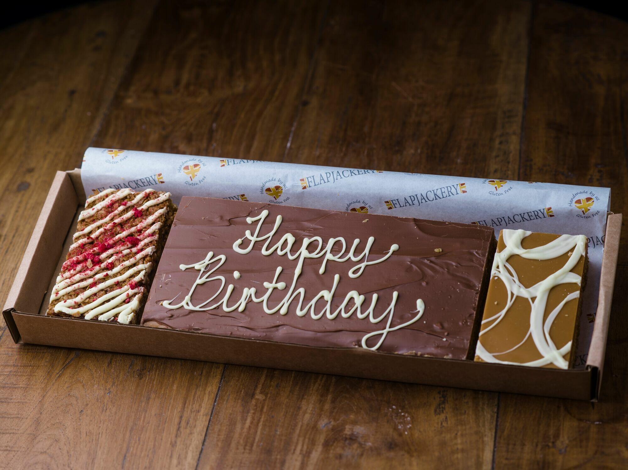 Happy Birthday Message Flapjack Box - Millionaires Message Plaque with 2 Additional Flapjacks