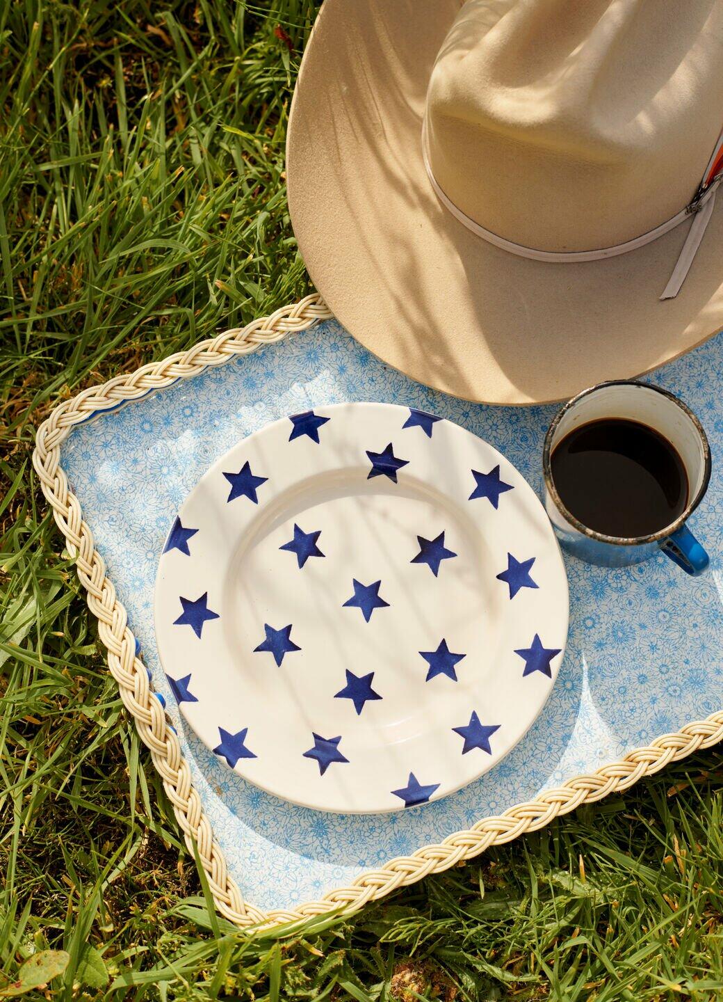 Emma Bridgewater | Blue Star 8 1/2" Plate - Unique Handmade & Handpainted English Earthenware British-Made Pottery Plates