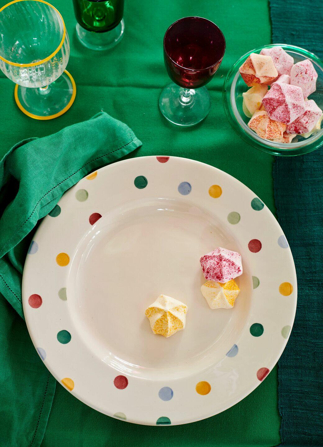 Seconds Polka Dot 10 1/2 Inch Plate - Unique Handmade & Handpainted English Earthenware British-Made Pottery Plates