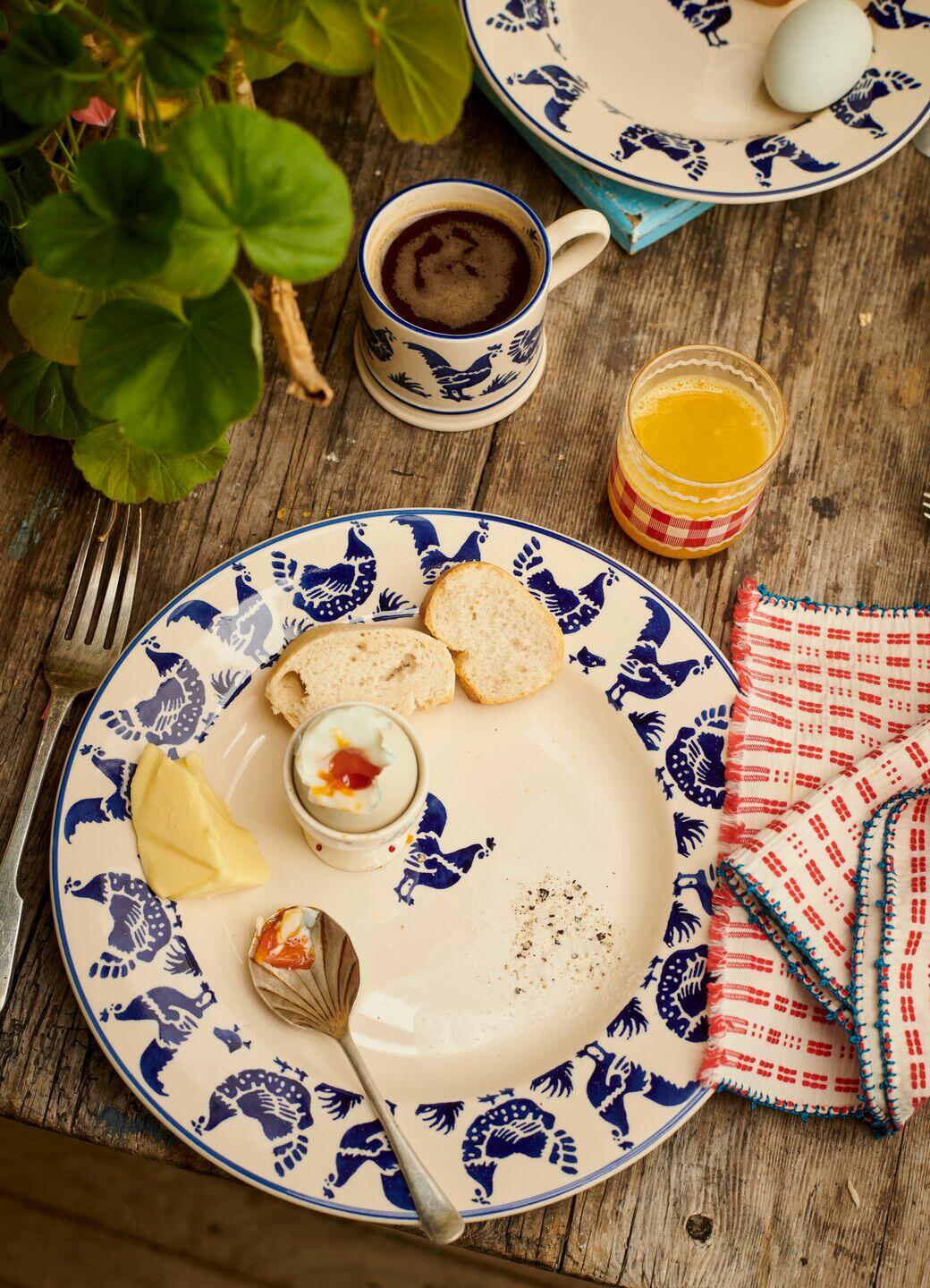 Emma Bridgewater Blue Hen 10 1/2 Inch Plate - Unique Handmade & Handpainted English Earthenware British-Made Pottery Plates