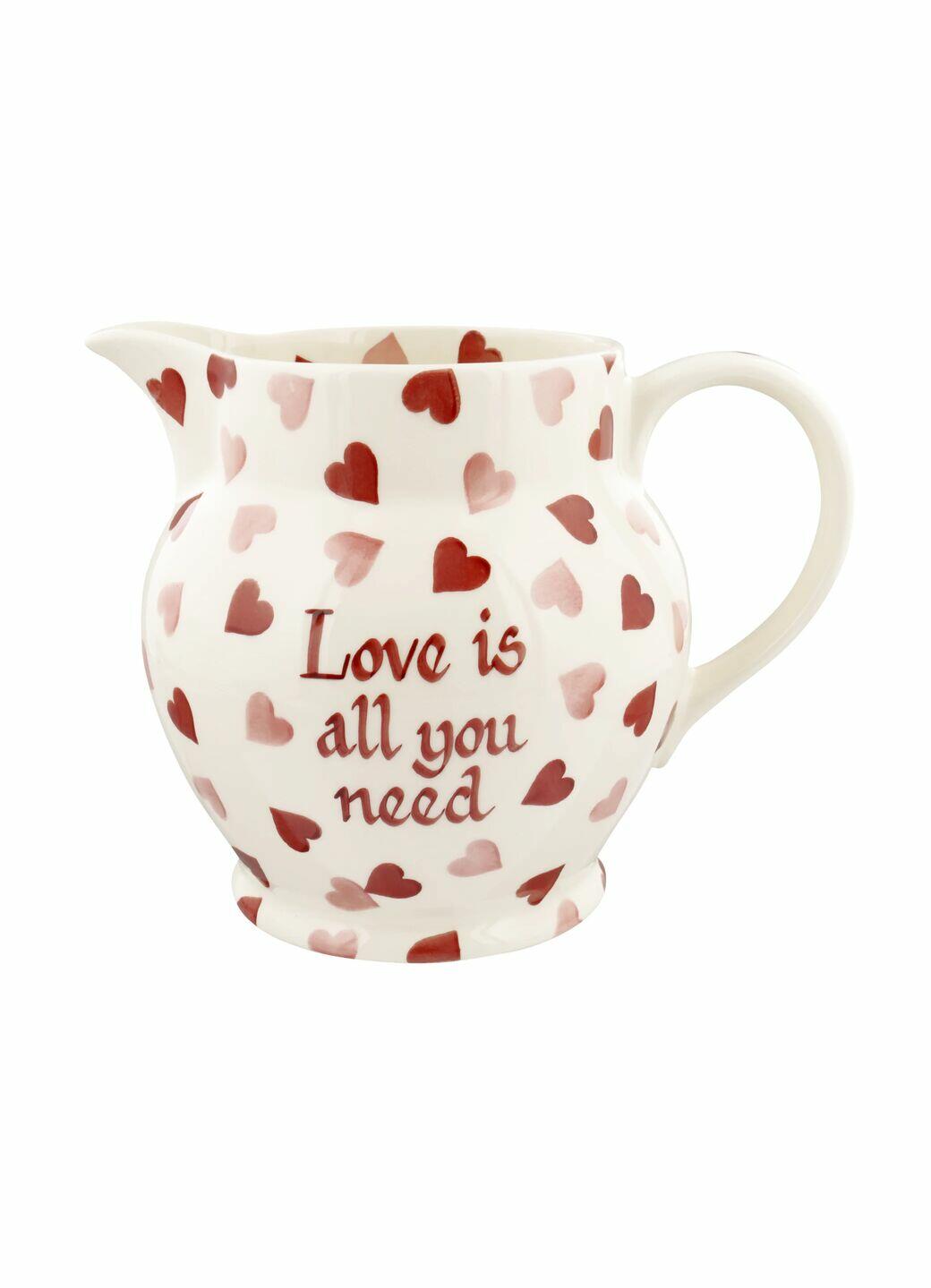 Personalised Pink Hearts 3 Pint Jug - Customise Your Own Pottery