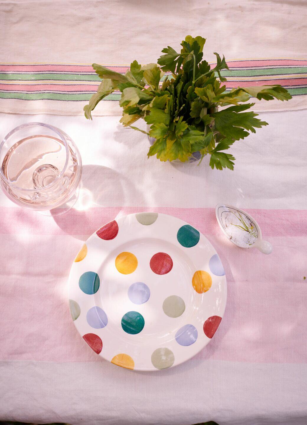 Seconds Big Polka Dots 8 1/2 Inch Plate - Unique Handmade & Handpainted English Earthenware British-Made Pottery Plates