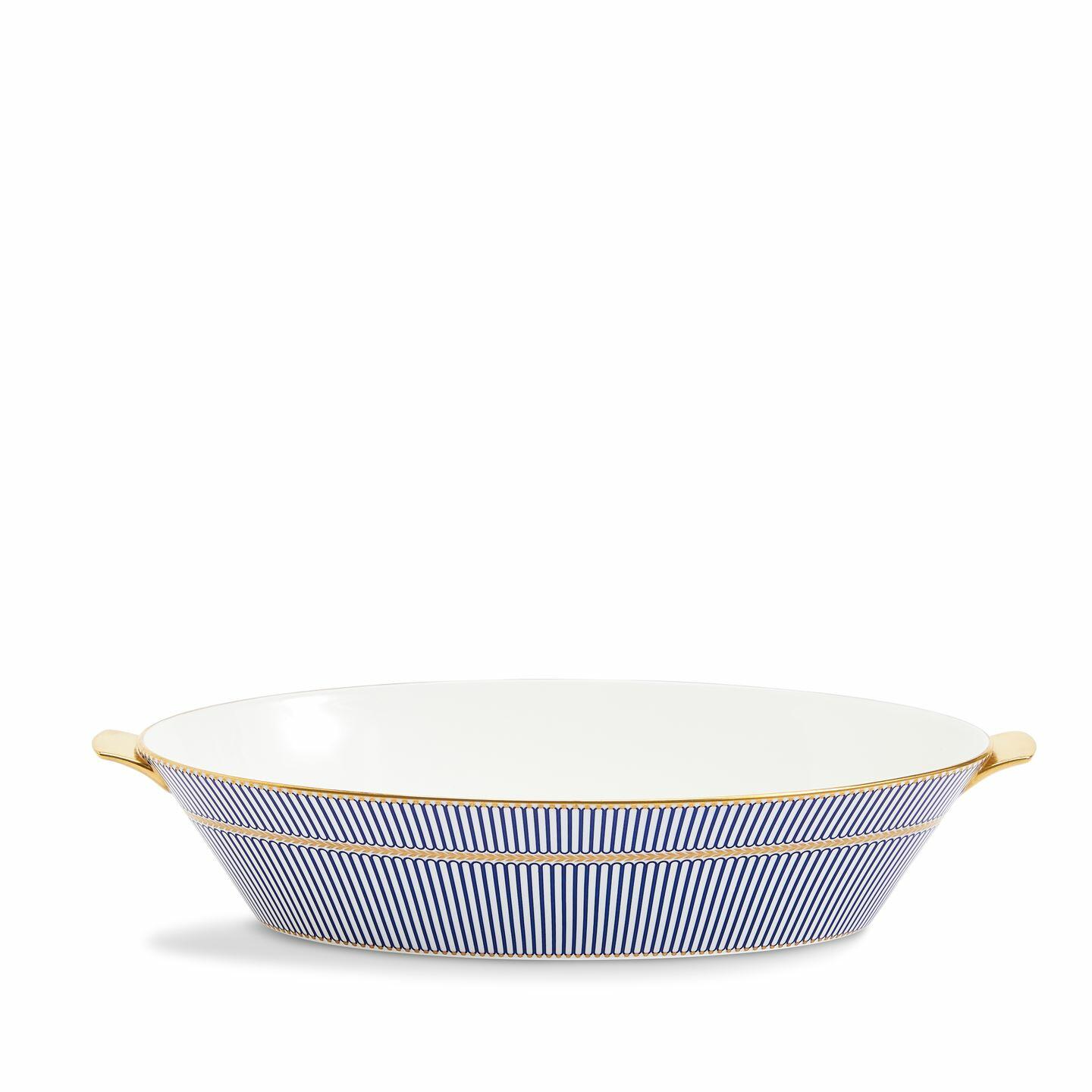 Anthemion Blue Oval Serving Bowl 34cm