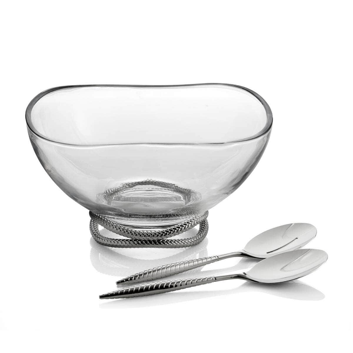 Nambe Braid Glass Salad Bowl & Servers