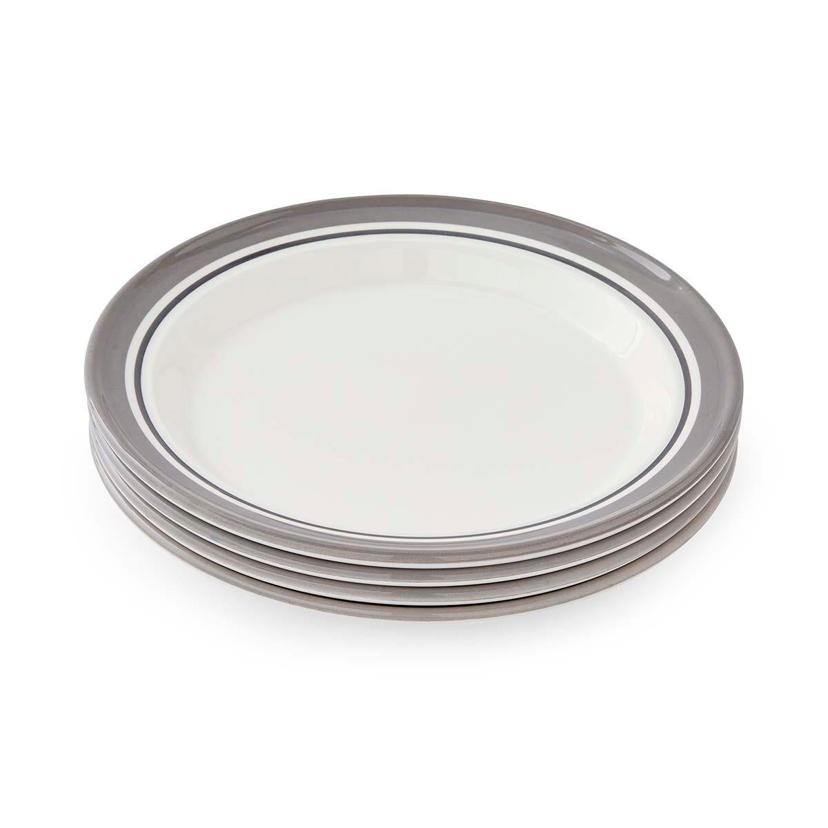 Potter's Stripe Set of 4 Dinner Plates, Grey