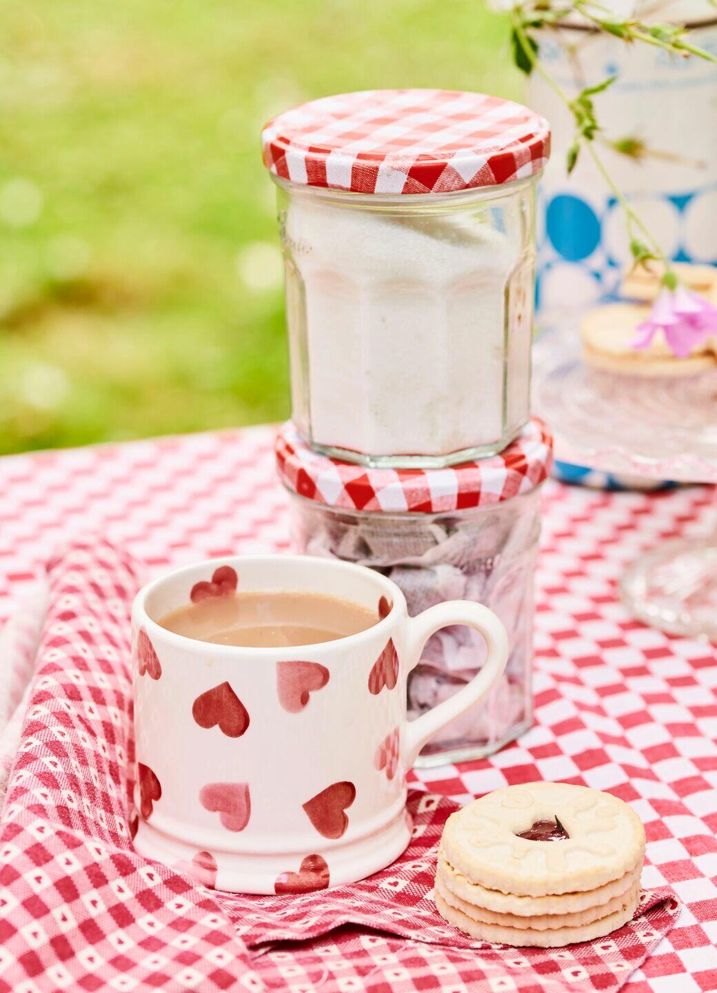Pink Hearts Small Mug - Unique Handmade & Handpainted English Earthenware Tea/Coffee Mug