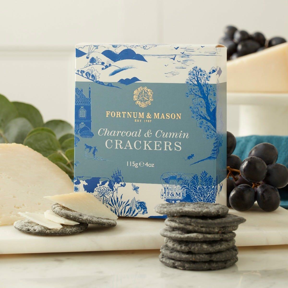 Charcoal & Cumin Crackers Biscuits, 115g, Fortnum & Mason