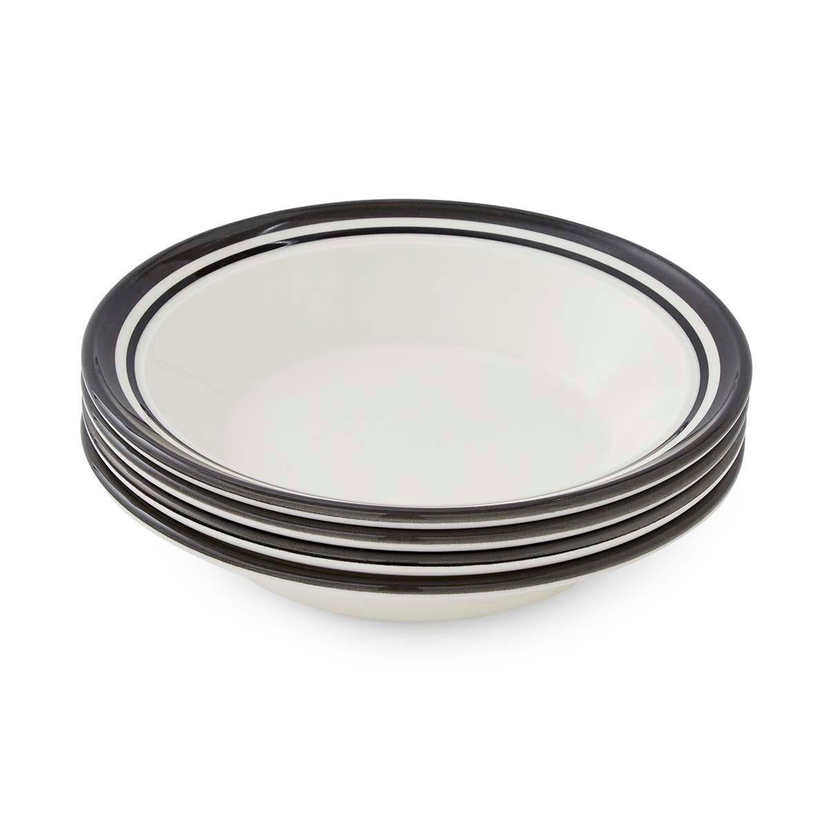 Potter's Stripe Set of 4 Soup Plates, Black