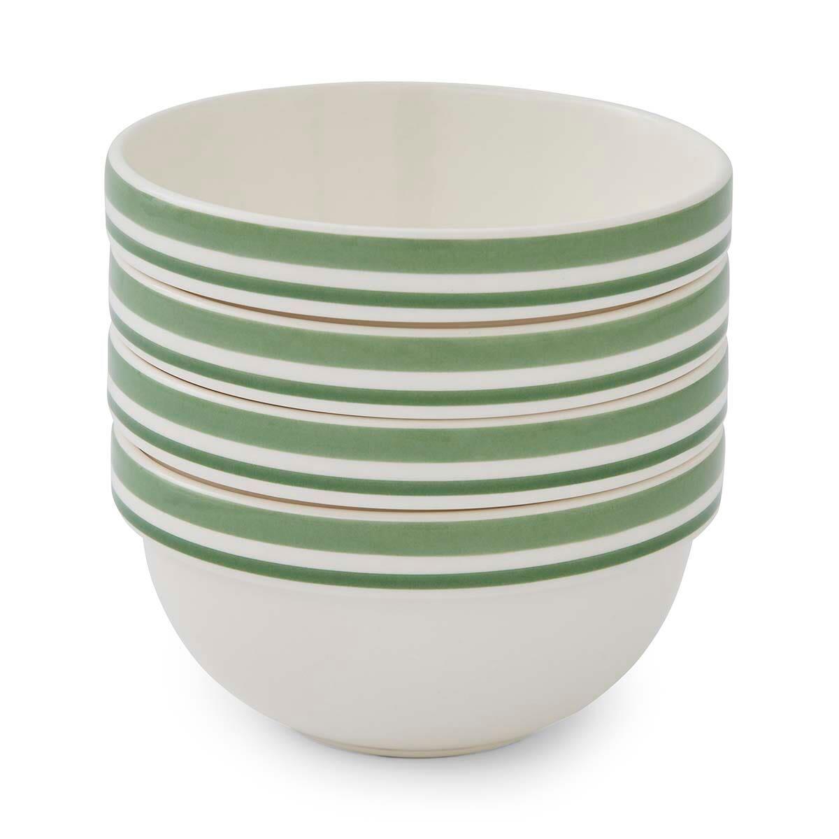 Potter's Stripe Set of 4, 5 Inch Stacking Bowls, Green