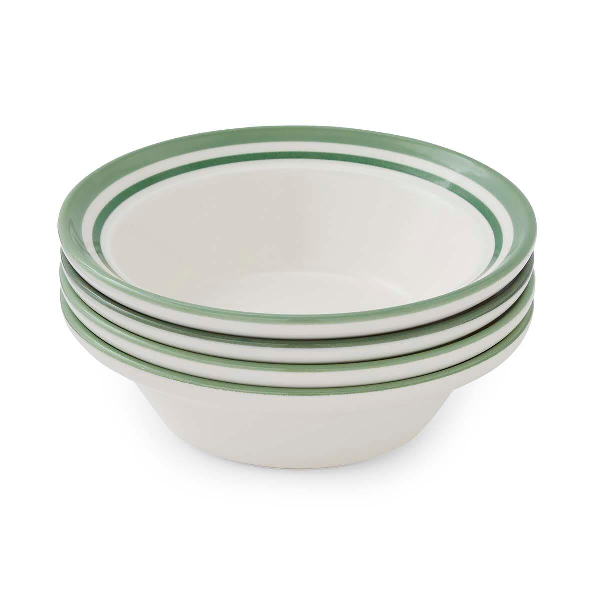 Potter's Stripe Set of 4 Oatmeal Bowls, Green