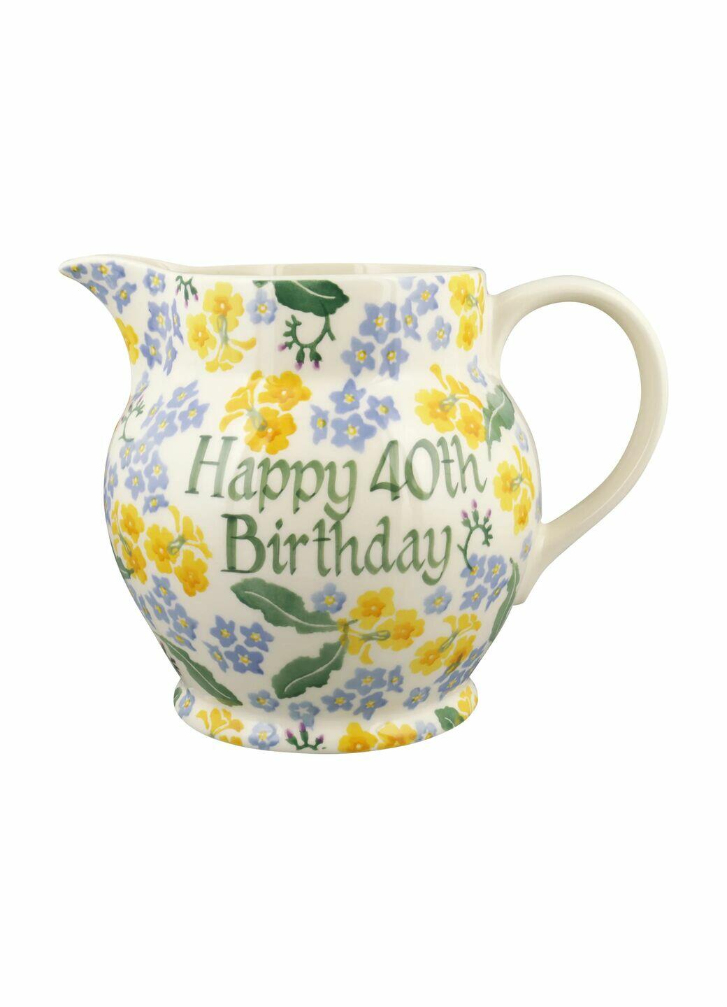 Personalised Forget Me Not & Primrose 3 Pint Jug - Customise Your Own Pottery