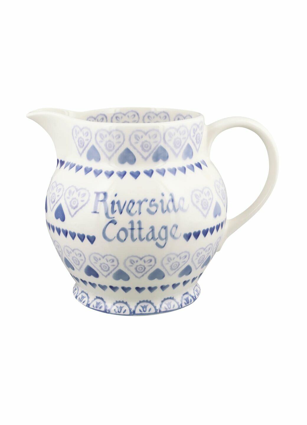 Personalised Blue Sampler 3 Pint Jug - Customise Your Own Pottery