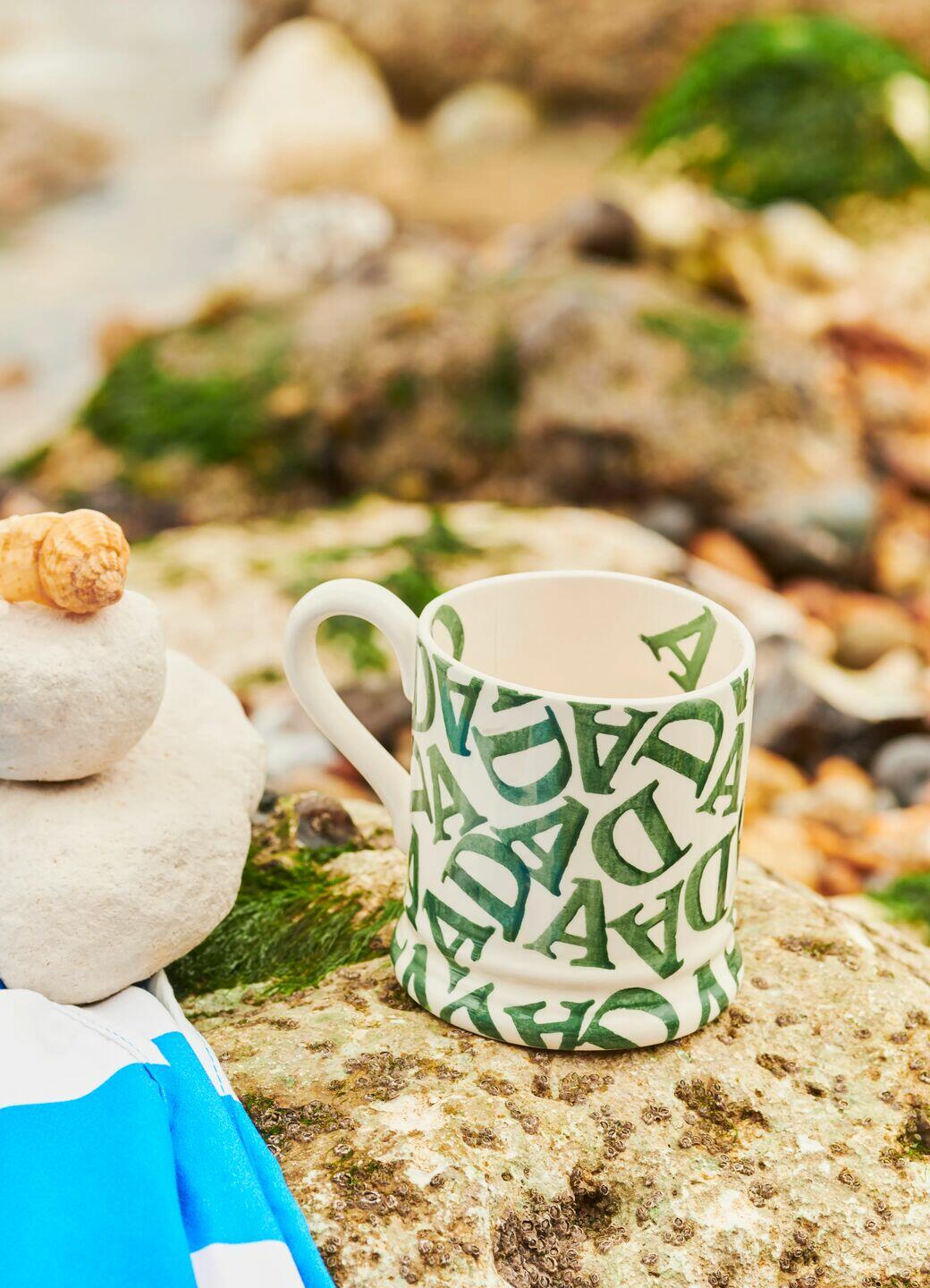 D.A.D Green 1/2 Pint Mug - Unique Handmade & Handpainted English Earthenware Tea/Coffee Mug