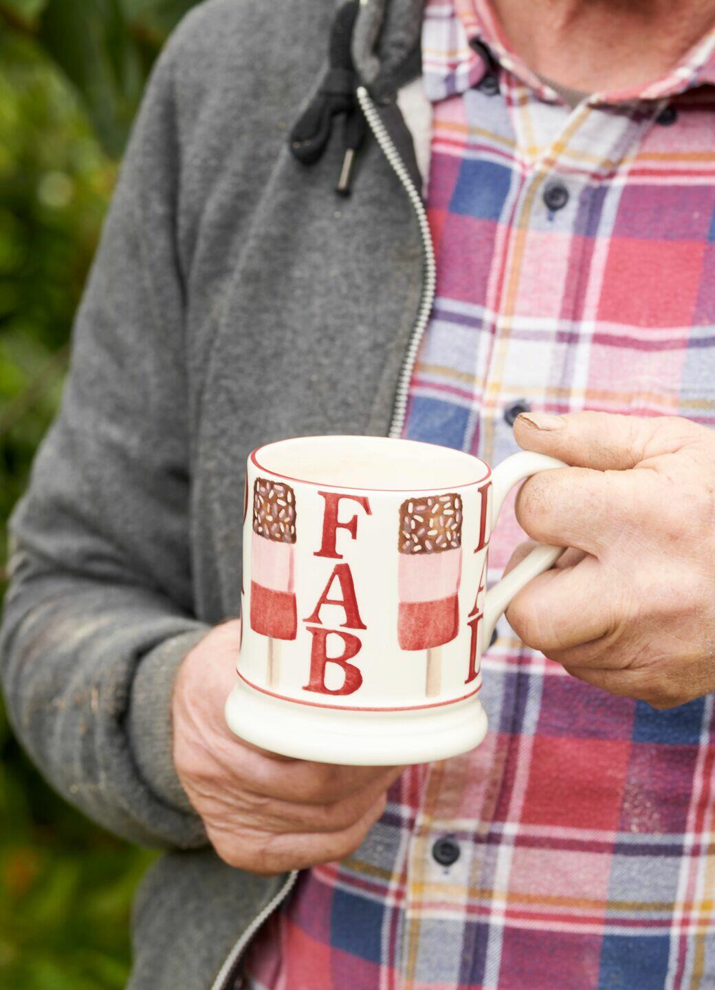 Emma Bridgewater Fab Dad 1/2 Pint Mug - Unique Handmade & Handpainted English Earthenware Tea/Coffee Mug