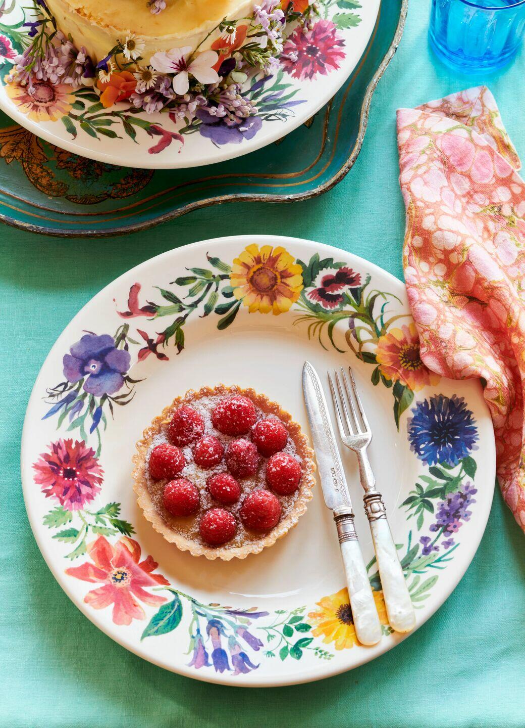 Garden Flowers 10 1/2 Inch Plate - Unique Handmade & Handpainted English Earthenware British-Made Pottery Plates