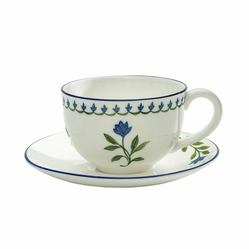 x Halcyon Days Marguerite Teacup & Saucer, Fine Bone China, Nina Campbell