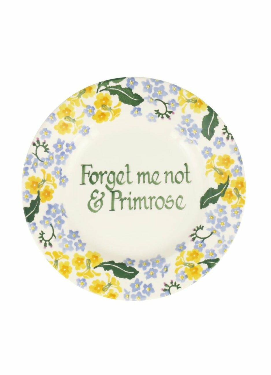 Personalised Forget Me Not & Primrose 8 1/2 Inch Plate - Customise Your Own Pottery