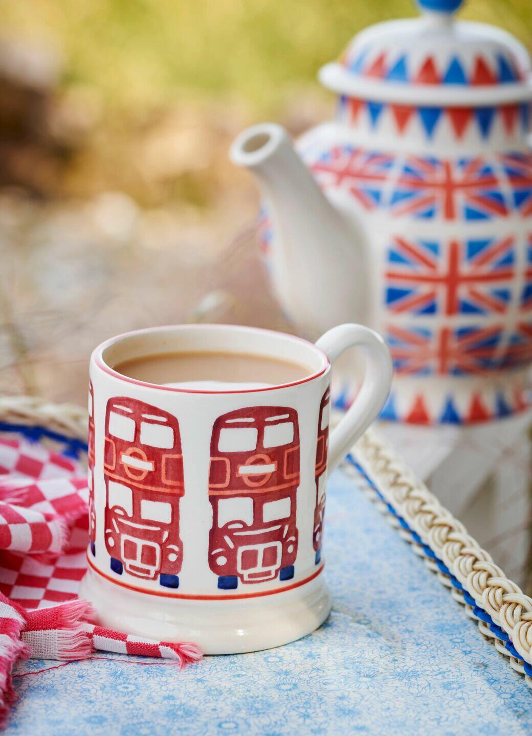 Emma Bridgewater Seconds London Bus 1/2 Pint Mug - Unique Handmade & Handpainted English Earthenware Tea/Coffee Mug