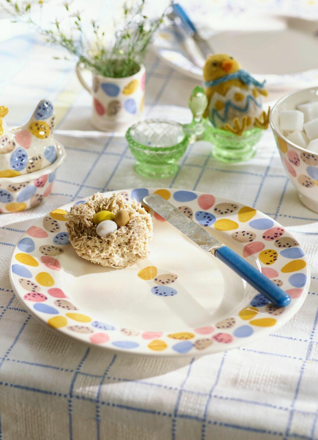 Mini Eggs 8 1/2 Inch Plate - Unique Handmade & Handpainted English Earthenware British-Made Pottery Plates