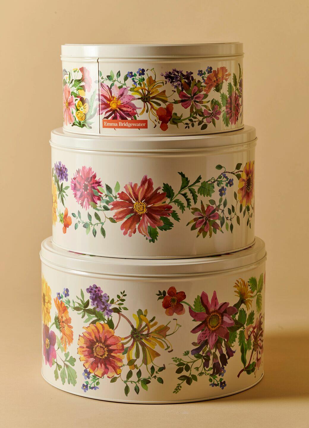 Emma Bridgewater Garden Flowers Set Of 3 Round Cake Tins