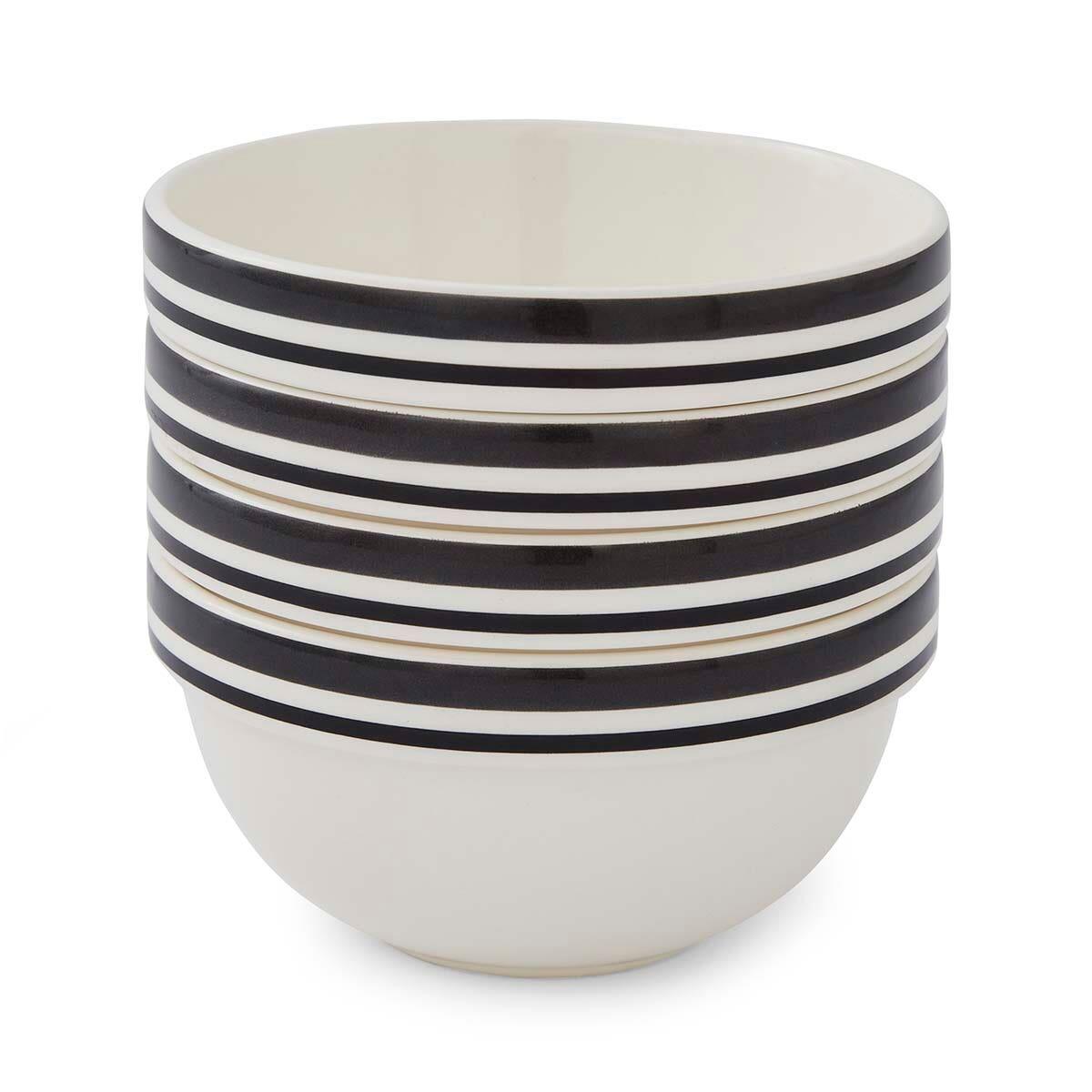 Potter's Stripe Set of 4, 5 Inch Stacking Bowls, Black
