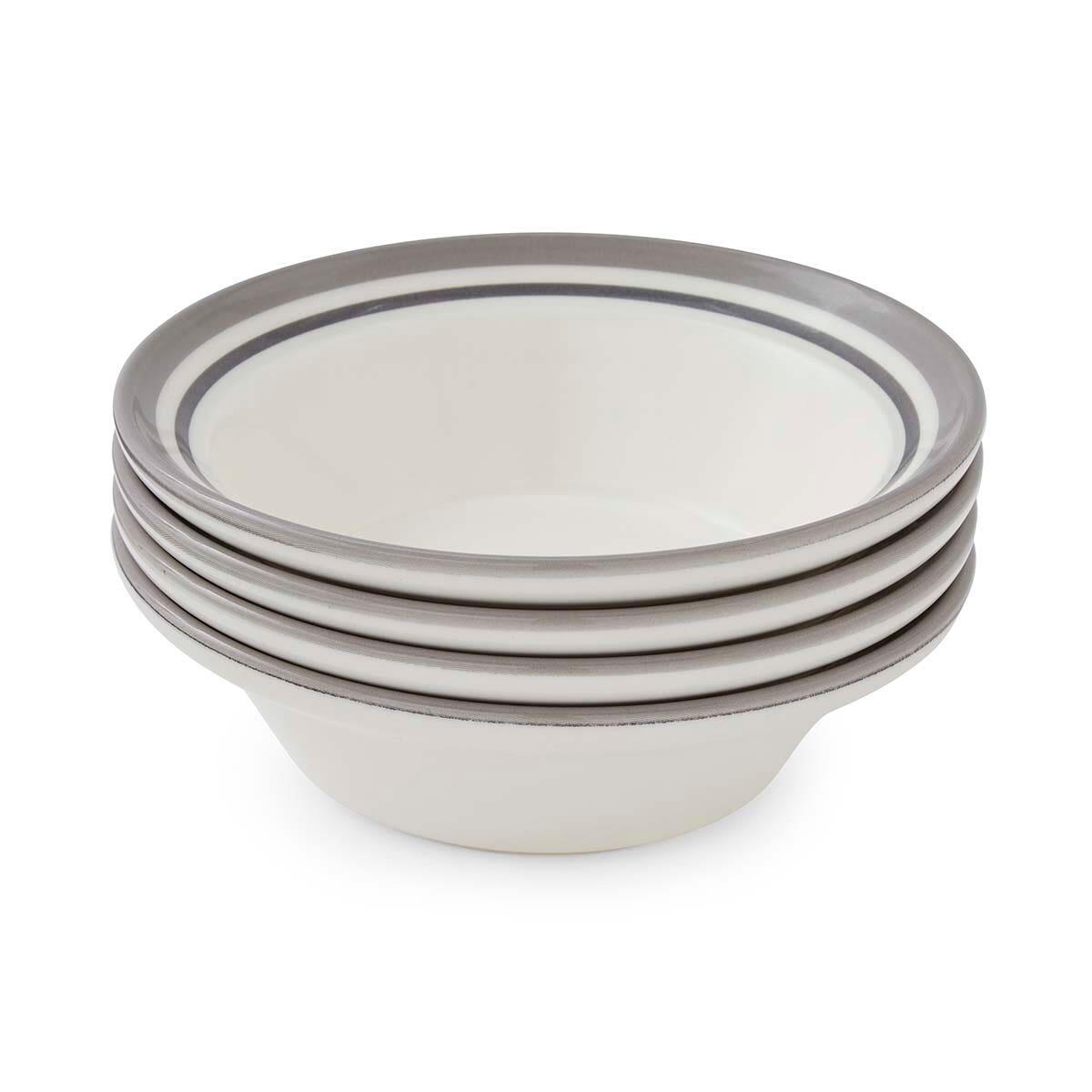 Potter's Stripe Set of 4 Oatmeal Bowls, Grey