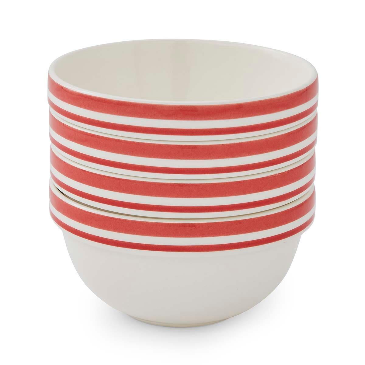 Potter's Stripe Set of 4, 5 Inch Stacking Bowls, Red