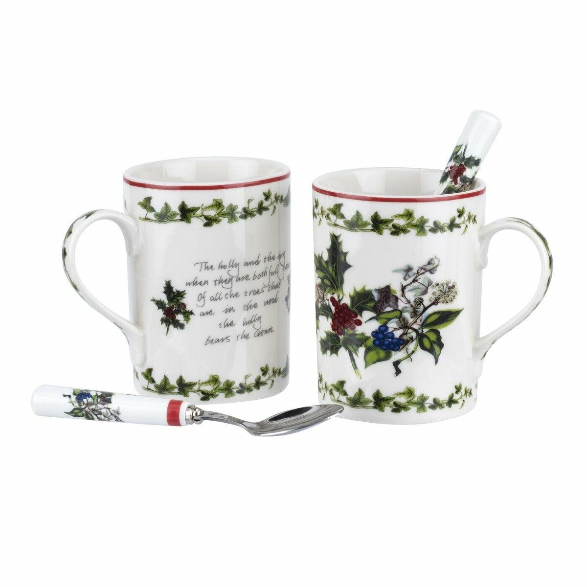 The Holly and The Ivy Gift Set of 2 Mugs and Spoons