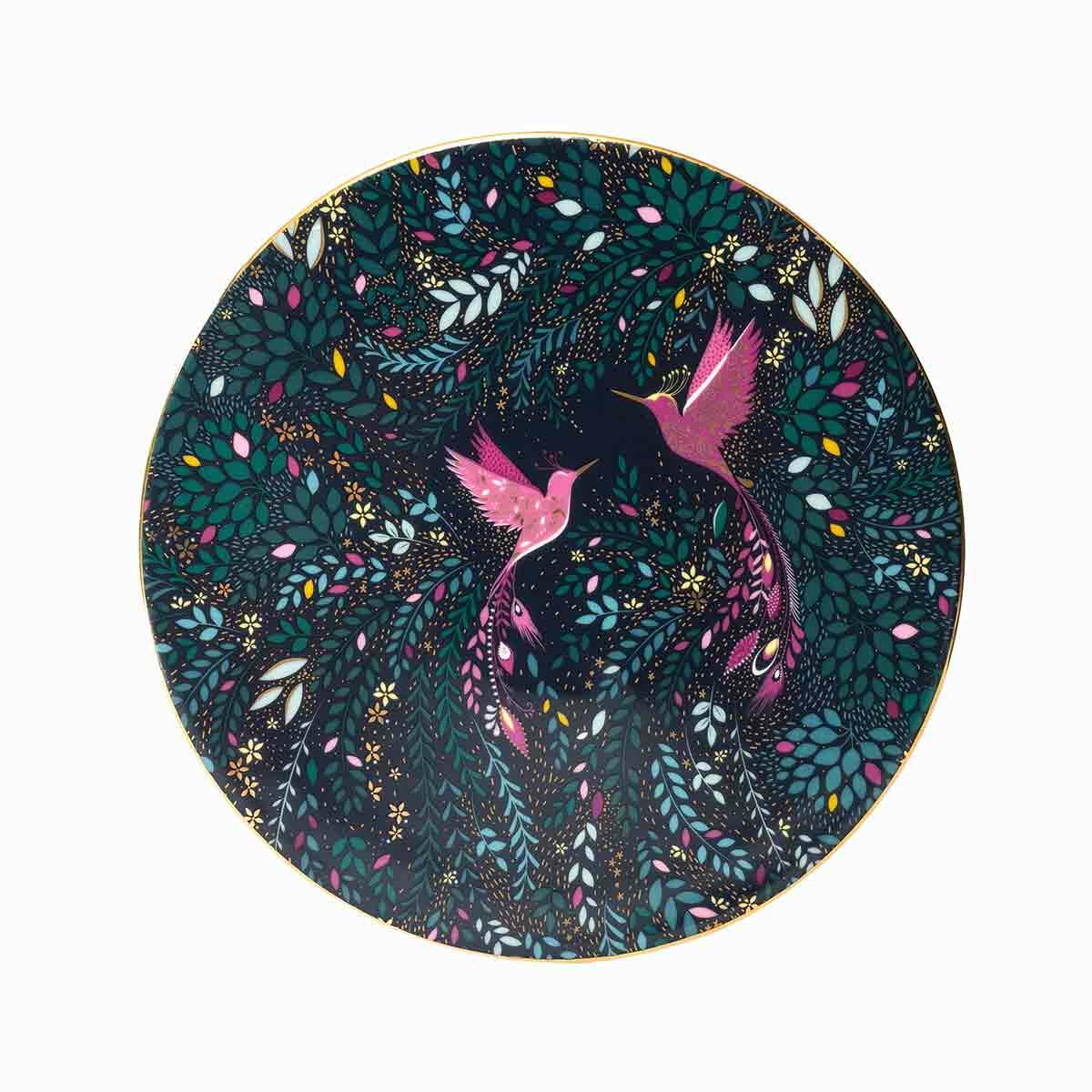 India Serving Plate, Hummingbird Paradise