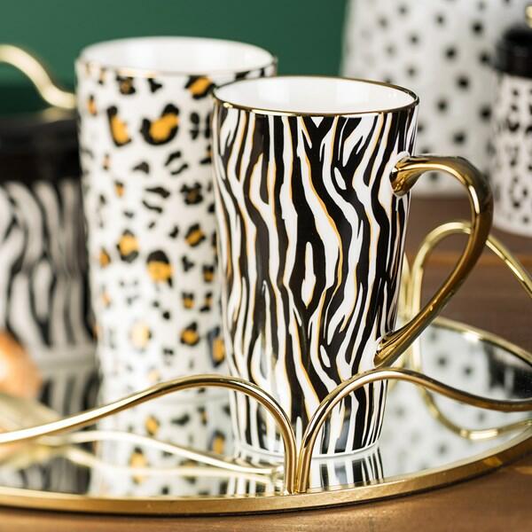 The English Tableware Company Looking Wild Leopard & Zebra - Set of 2 Mugs - Teaware - Tea for Two Set