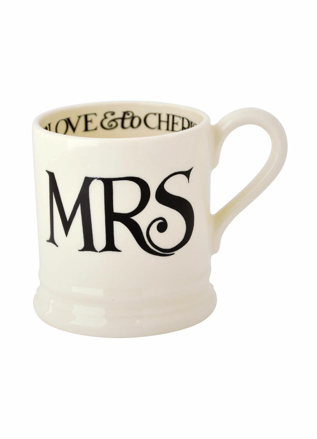 Emma Bridgewater | Seconds Black Toast Mrs 1/2 Pint Mug - Unique Handmade & Handpainted English Earthenware Tea/Coffee Mug