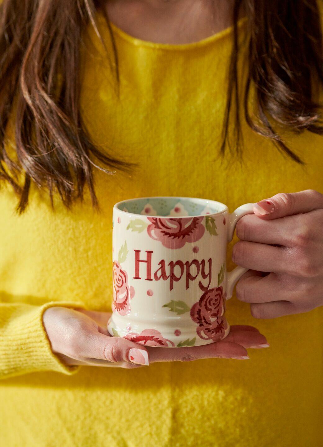 Personalised Rose & Bee 1/2 Pint Mug - Customise Your Own Pottery