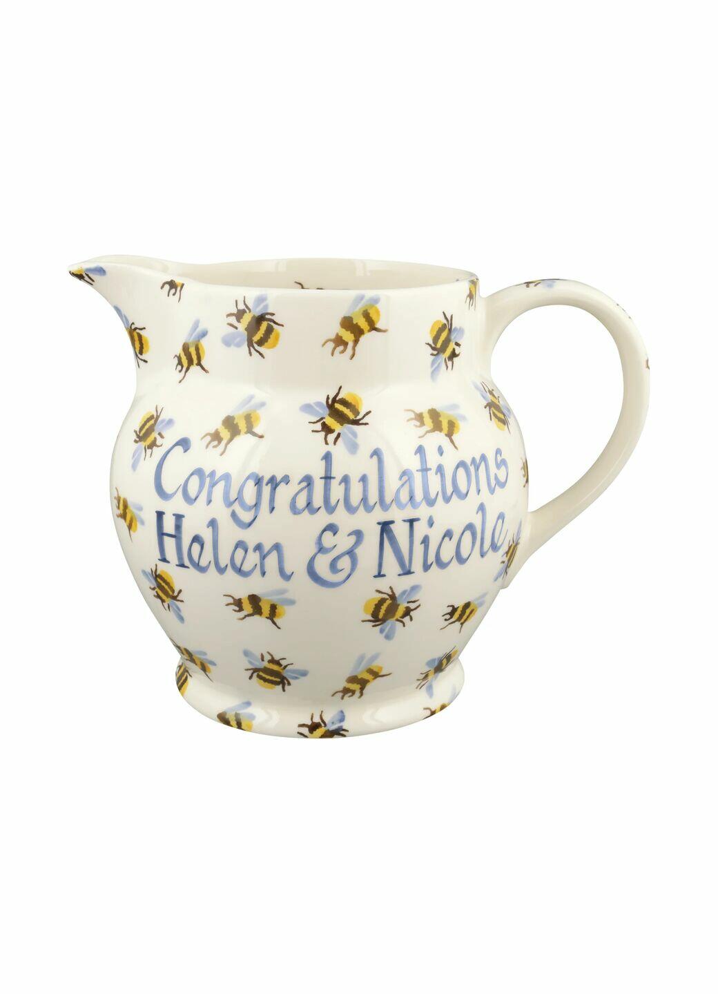 Personalised Bumblebee 3 Pint Jug - Customise Your Own Pottery