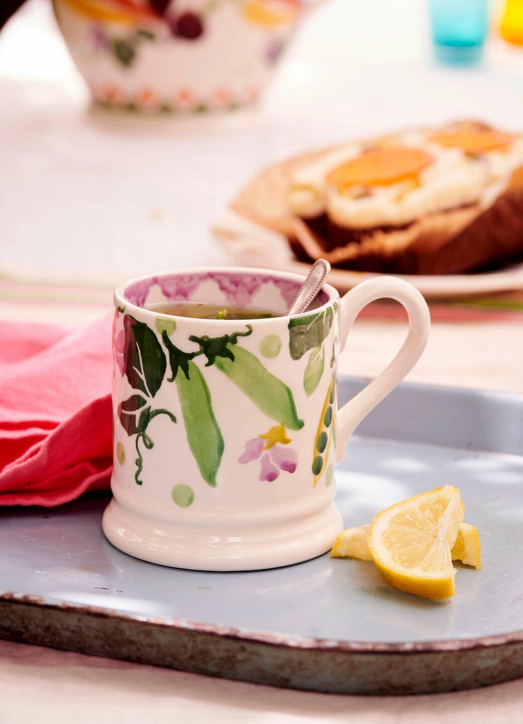 Emma Bridgewater Seconds Peas & Beans 1/2 Pint Mug - Unique Handmade & Handpainted English Earthenware Tea/Coffee Mug