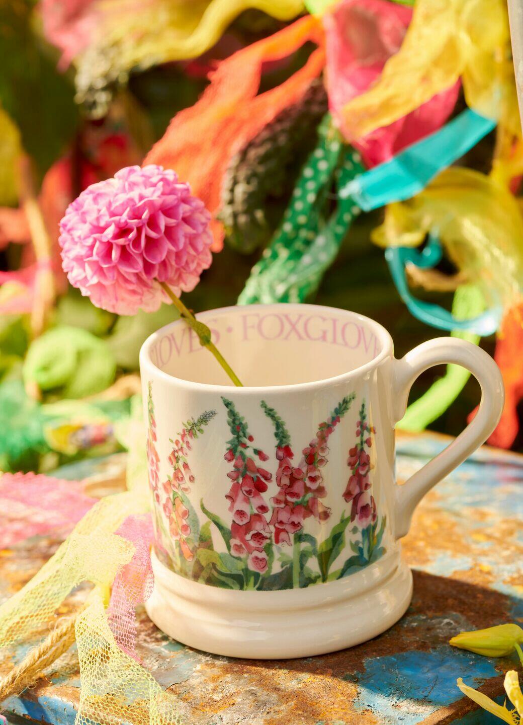 Emma Bridgewater Foxgloves 1/2 Pint Mug - Unique Handmade & Handpainted English Earthenware Tea/Coffee Mug
