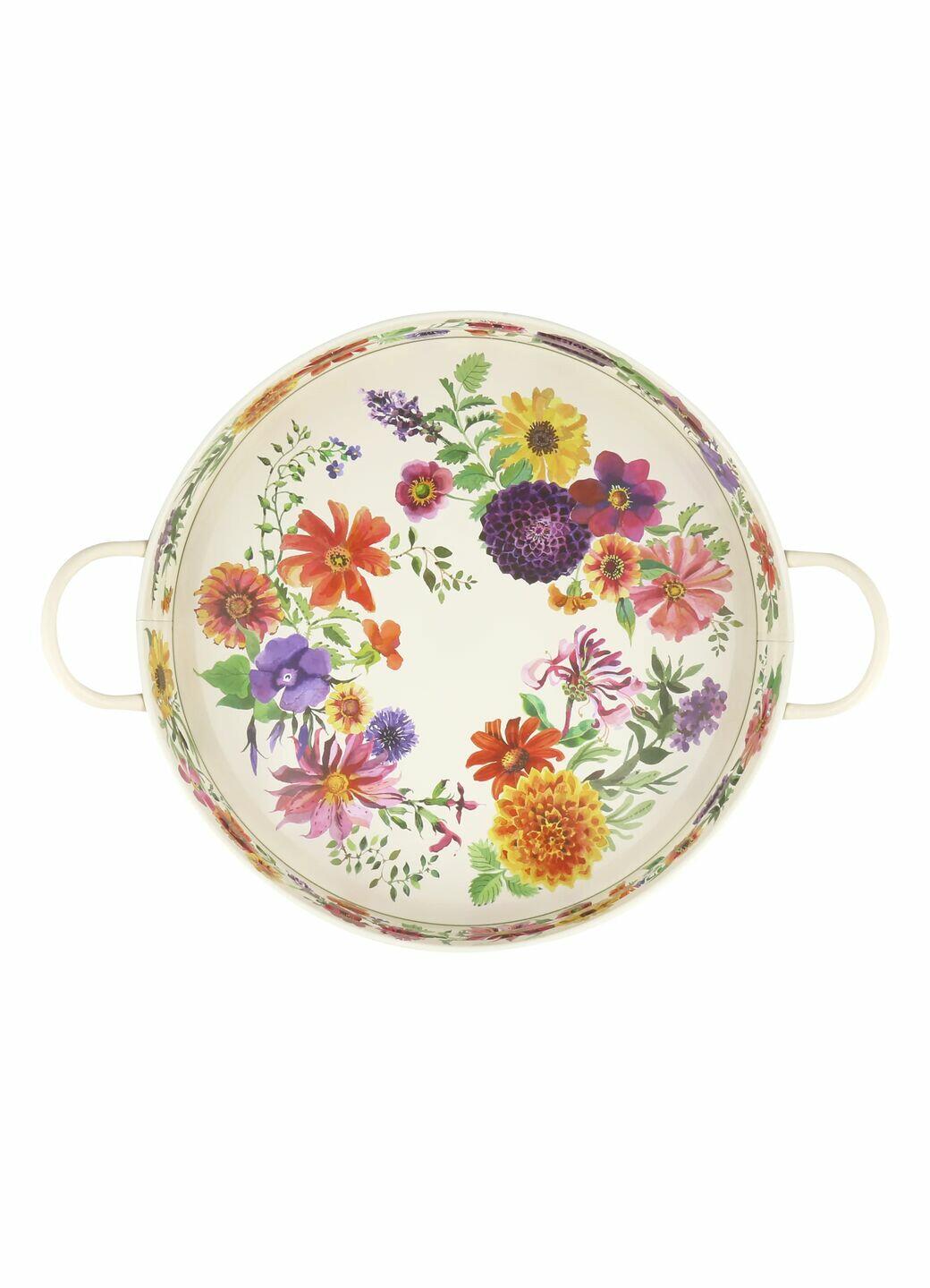 Garden Flowers Large Handled Tin Tray