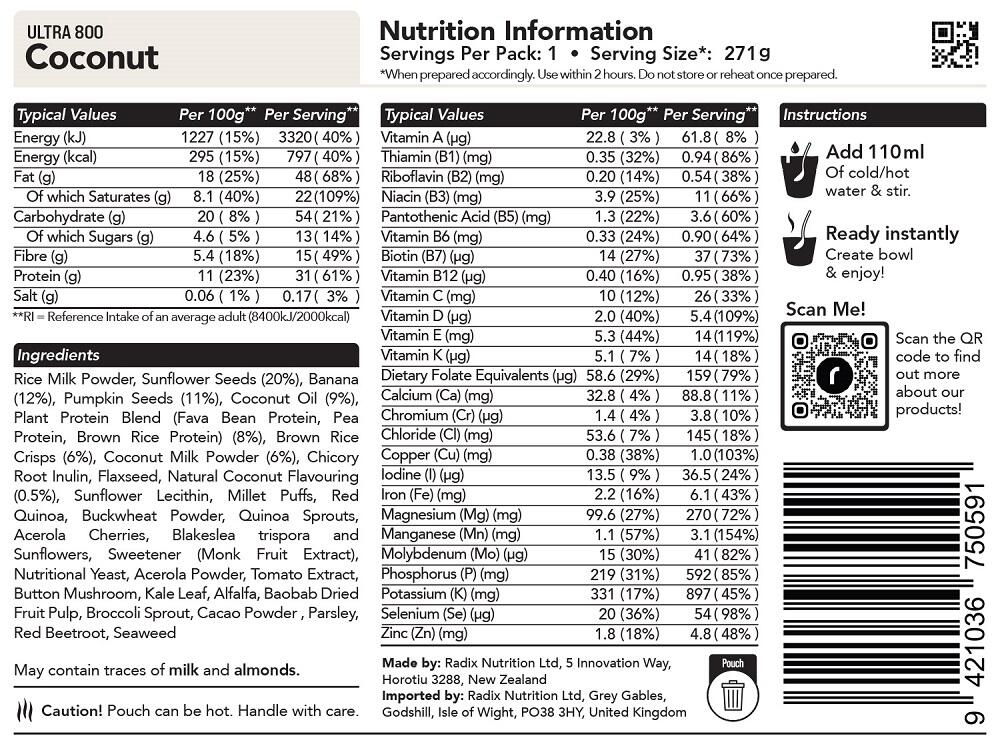 Coconut Breakfast - Ultra - 800kcal - Pack of 6 - Additional Image 1