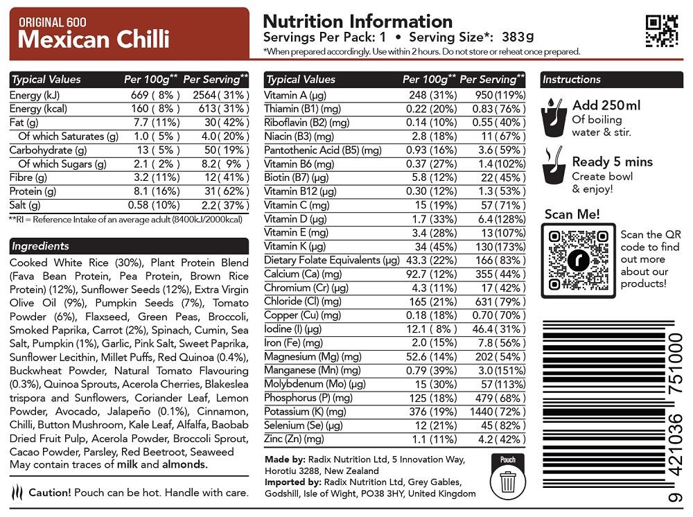 Mexican Chilli Meal - Original - 600kcal - Pack of 6 - Additional Image 1