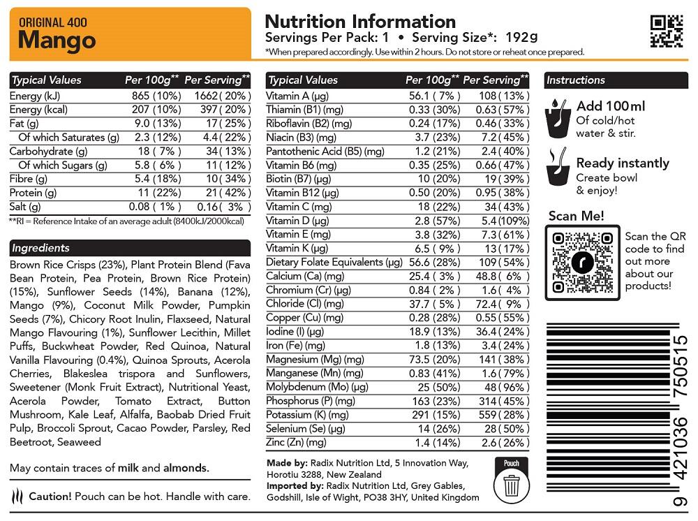 Mango Breakfast - Original - 400kcal - Pack of 6 - Additional Image 1