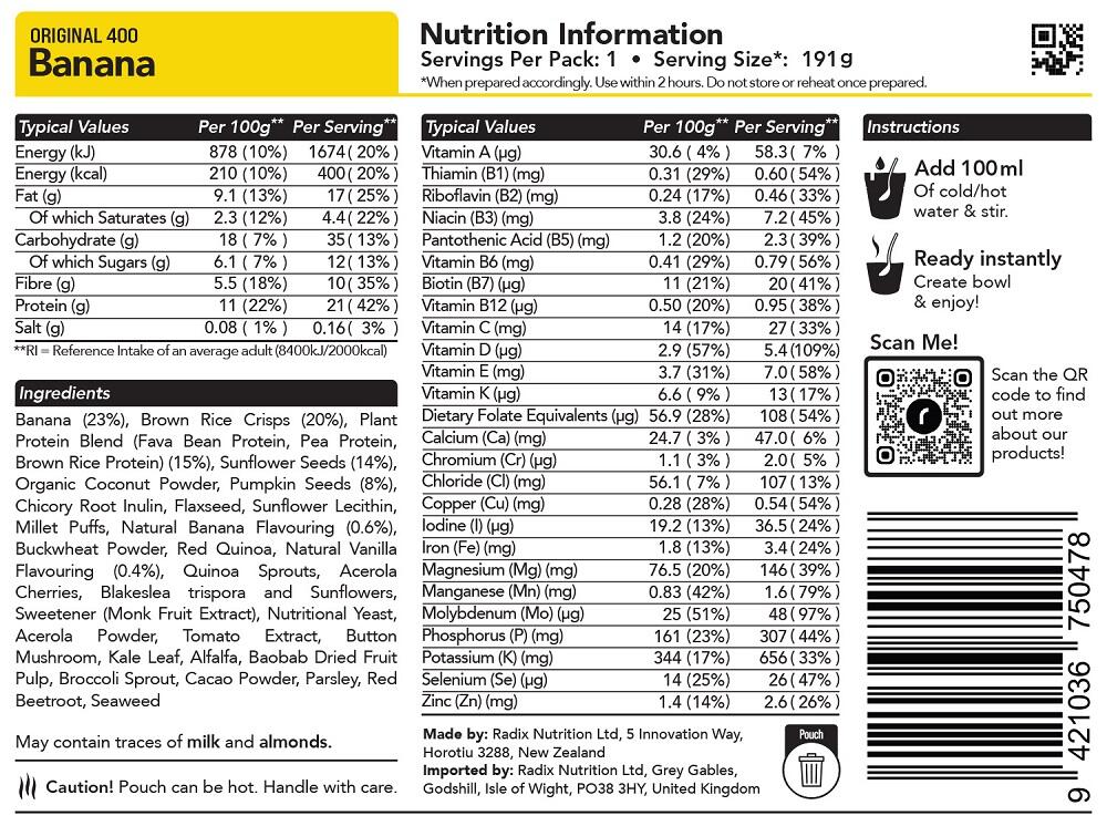 Banana Breakfast - Original - 400kcal - Pack of 6 - Additional Image 1