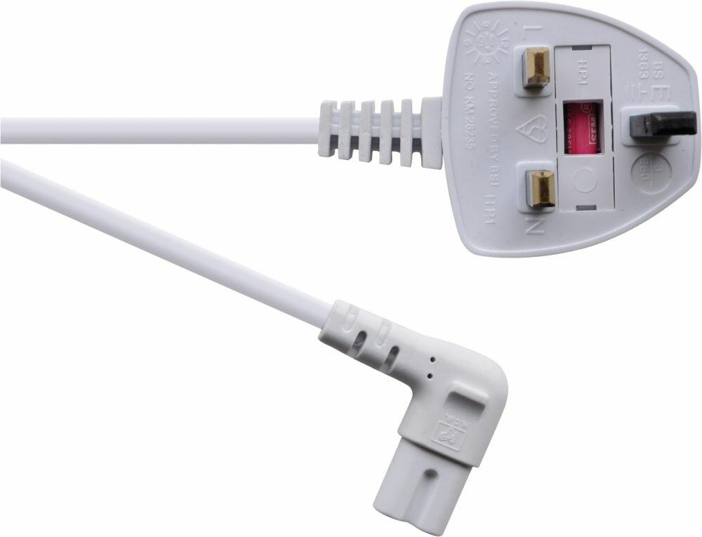 Eagle Right Angled Figure of 8 Mains Lead to 3 Pin UK Plug 3A, 3m, A145FAW
