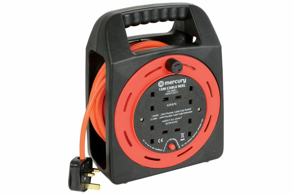 Mercury 4-Gang Extension Reel with Thermal Cut-Out 15m - 429.876UK