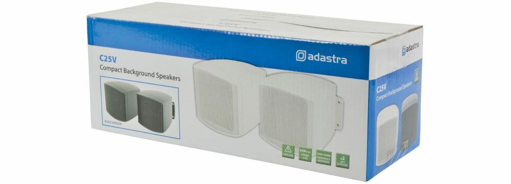 Adastra C25V-W C25VW 2.5inch Compact Background LoudLoudspeaker White Pair - 952.820UK