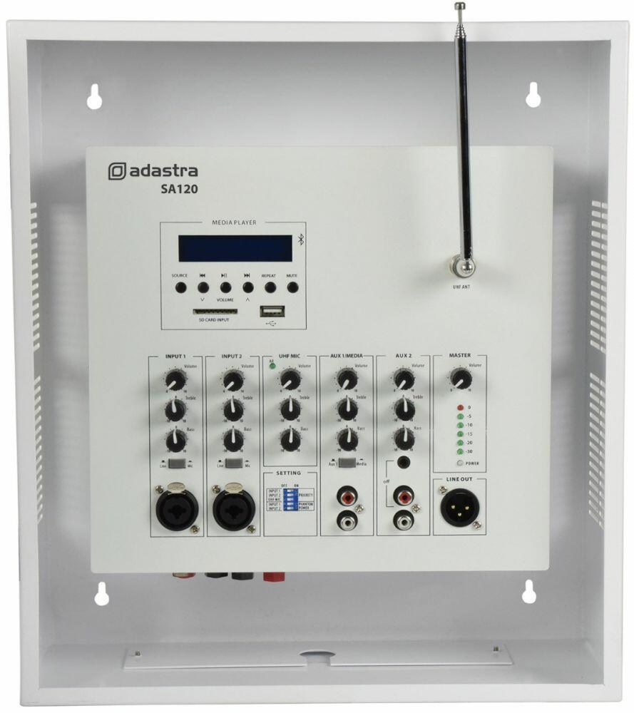 Adastra SA120 Secure Wall Mount Amplifier with UHF Microphone, 120w - 953.149UK