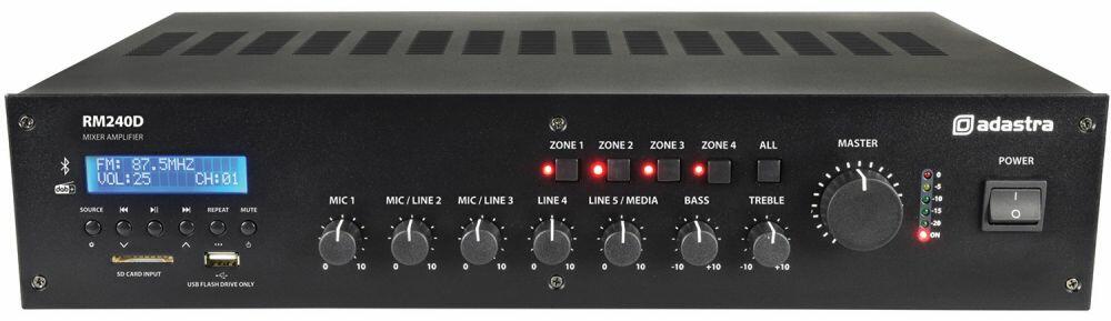 Adastra RM240D, 240w, 100v, Mixer Amplifier, BT / DAB+