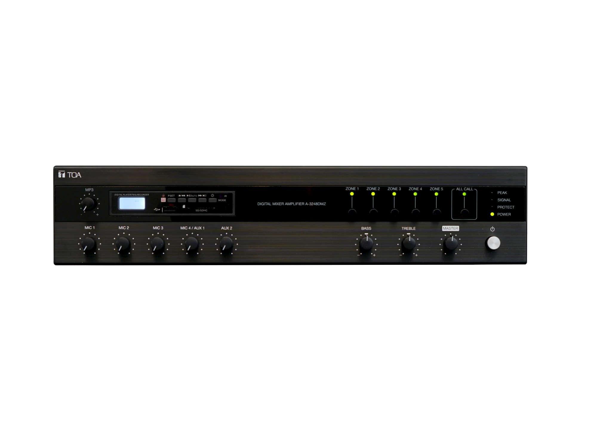 TOA A-3224DMZ A-3200 Series 240 Watt Digital Mixer Amplifier, MP3, Bluetooth, & 5 Zones