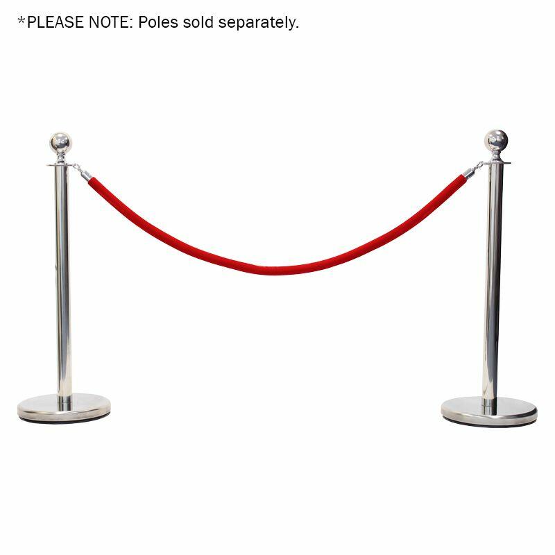 eLumen8 Chrome Barrier Rope, Red Velvet - Example Front