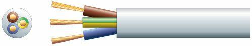 Mercury 3 core round mains PVC, 3 x 40/0.2mm, 13A, 7.8mm, White, 100m - 804.404UK